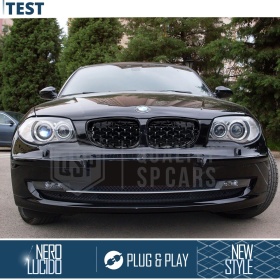 REJILLAS Delanteras para BMW Serie 1 E87 E81 E82 E88, Estilo Diamante 3D | Negro Brillante Tuning M
