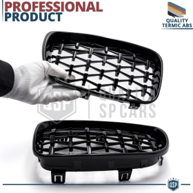 REJILLAS Delanteras para BMW Serie 1 E87 E81 E82 E88, Estilo Diamante 3D | Negro Brillante Tuning M