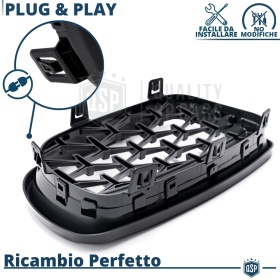 REJILLAS Delanteras para BMW Serie 1 E87 E81 E82 E88, Estilo Diamante 3D | Negro Brillante Tuning M
