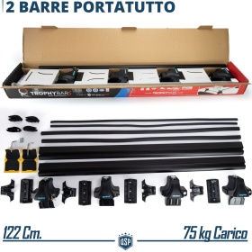 Barras de Techo en Aluminio Extruido NEGRO Originales Trophy con Cerradura Antirrobo | 122 cm