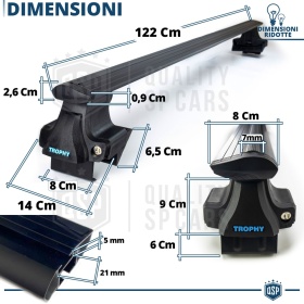 Barras de Techo en Aluminio Extruido NEGRO Originales Trophy con Cerradura Antirrobo | 122 cm