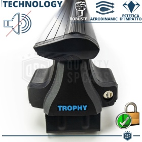 Barras de Techo en Aluminio Extruido NEGRO Originales Trophy con Cerradura Antirrobo | 132 cm