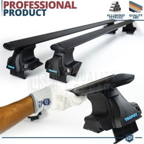Barras de Techo en Aluminio Extruido NEGRO Originales Trophy con Cerradura Antirrobo | 132 cm