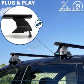 Barras de Techo en Aluminio Extruido NEGRO Originales Trophy con Cerradura Antirrobo | 132 cm
