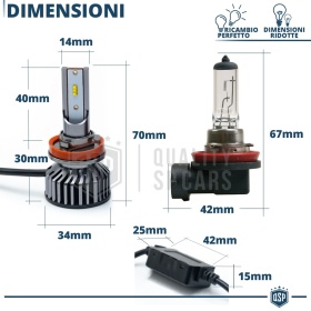 Kit LED H11 para JEEP COMPASS 1 FACELIFT Luces de Cruce CANbus 8000LM  Luz Blanca 6000K