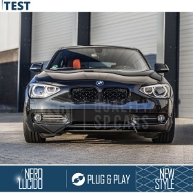REJILLAS Delanteras para BMW Serie 1 F20 F21 (11-15), Estilo Diamante 3D | Negro Brillante Tuning M