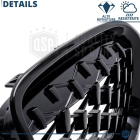 REJILLAS Delanteras para BMW Serie 1 F20 F21 (11-15), Estilo Diamante 3D | Negro Brillante Tuning M