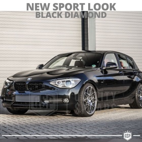 REJILLAS Delanteras para BMW Serie 1 F20 F21 (11-15), Estilo Diamante 3D | Negro Brillante Tuning M