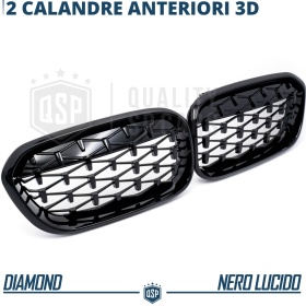 REJILLAS Delanteras para BMW Serie 1 F20 F21 (15-18), Estilo Diamante 3D | Negro Brillante Tuning M
