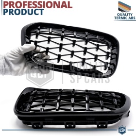 REJILLAS Delanteras para BMW Serie 1 F20 F21 (15-18), Estilo Diamante 3D | Negro Brillante Tuning M