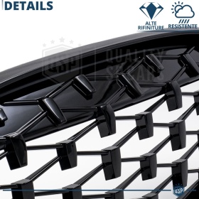 REJILLAS Delanteras para BMW Serie 1 F20 F21 (15-18), Estilo Diamante 3D | Negro Brillante Tuning M