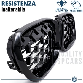 REJILLAS Delanteras para BMW Serie 1 F20 F21 (15-18), Estilo Diamante 3D | Negro Brillante Tuning M