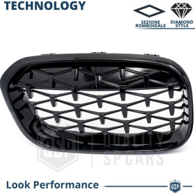 REJILLAS Delanteras para BMW Serie 1 F20 F21 (15-18), Estilo Diamante 3D | Negro Brillante Tuning M