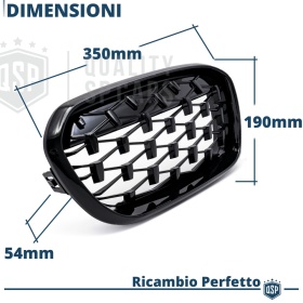 REJILLAS Delanteras para BMW Serie 1 F20 F21 (15-18), Estilo Diamante 3D | Negro Brillante Tuning M