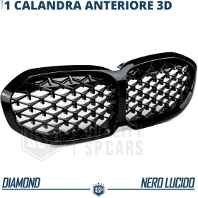 REJILLA Delanteras para BMW Serie 1 F40, Estilo Diamante 3D | Negro Brillante Tuning M