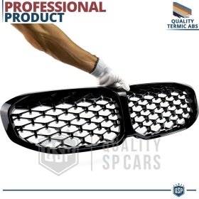 REJILLA Delanteras para BMW Serie 1 F40, Estilo Diamante 3D | Negro Brillante Tuning M