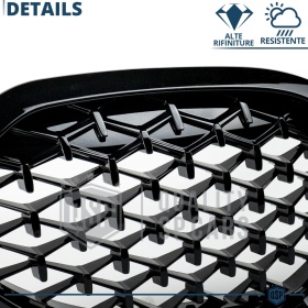 REJILLA Delanteras para BMW Serie 1 F40, Estilo Diamante 3D | Negro Brillante Tuning M