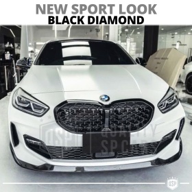 REJILLA Delanteras para BMW Serie 1 F40, Estilo Diamante 3D | Negro Brillante Tuning M
