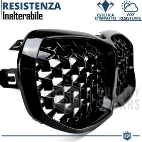 REJILLA Delanteras para BMW Serie 1 F40, Estilo Diamante 3D | Negro Brillante Tuning M