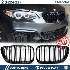 REJILLAS Delanteras para BMW Serie 2 F22 F23, Doble Pasillo | Negro Brillante Tuning M