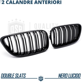 REJILLAS Delanteras para BMW Serie 2 F22 F23, Doble Pasillo | Negro Brillante Tuning M