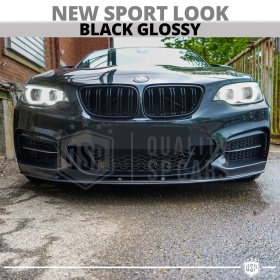 REJILLAS Delanteras para BMW Serie 2 F22 F23, Doble Pasillo | Negro Brillante Tuning M