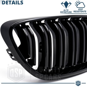 REJILLAS Delanteras para BMW Serie 2 F22 F23, Doble Pasillo | Negro Brillante Tuning M