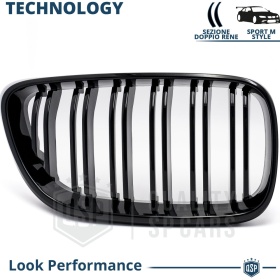 REJILLAS Delanteras para BMW Serie 2 F22 F23, Doble Pasillo | Negro Brillante Tuning M