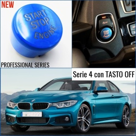 LLAVE BOTÓN DE ENCENDIDO DEL MOTOR AZUL "START STOP ENGINE" EN ABS PARA BMW SERIE 4 ( F32 F33 F36 ) con Bóton OFF, ANTICHUADO NO HUELLAS