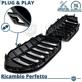 REJILLA Delanteras para BMW Serie 2 Gran Coupe F44 | Negro Brillante Tuning M