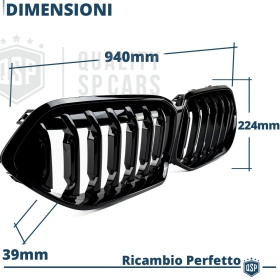 REJILLA Delanteras para BMW Serie 2 Gran Coupe F44 | Negro Brillante Tuning M