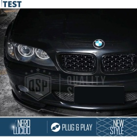 REJILLAS Delanteras para BMW Serie 3 E46 (01-05), Estilo Diamante 3D | Negro Brillante Tuning M