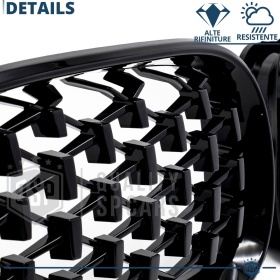 REJILLAS Delanteras para BMW Serie 3 E46 (01-05), Estilo Diamante 3D | Negro Brillante Tuning M