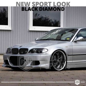REJILLAS Delanteras para BMW Serie 3 E46 (01-05), Estilo Diamante 3D | Negro Brillante Tuning M