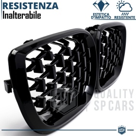 REJILLAS Delanteras para BMW Serie 3 E46 (01-05), Estilo Diamante 3D | Negro Brillante Tuning M