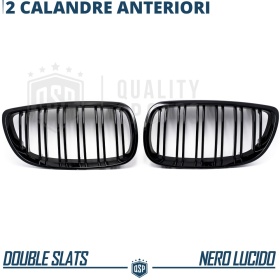 REJILLAS Delanteras para BMW Serie 3 E92 E93 (06-09), Doble Pasillo | Negro Brillante Tuning M