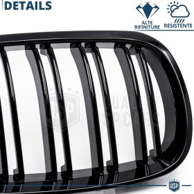 REJILLAS Delanteras para BMW Serie 3 E92 E93 (06-09), Doble Pasillo | Negro Brillante Tuning M
