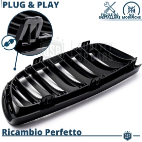 REJILLAS Delanteras para BMW Serie 3 E92 E93 (06-09), Doble Pasillo | Negro Brillante Tuning M