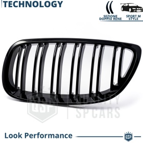 REJILLAS Delanteras para BMW Serie 3 E92 E93 (06-09), Doble Pasillo | Negro Brillante Tuning M