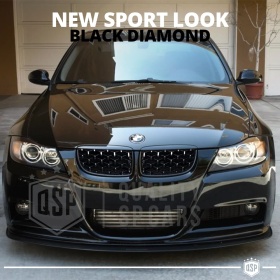 Front GRILLE for BMW 3 Series E90 E91 (05-08), Diamond 3d Design | Glossy Black Grill Tuning M
