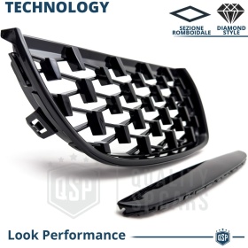 Front GRILLE for BMW 3 Series E90 E91 (05-08), Diamond 3d Design | Glossy Black Grill Tuning M