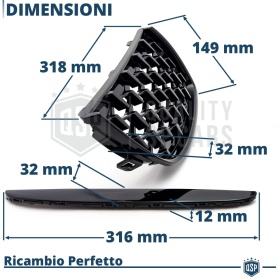 Front GRILLE for BMW 3 Series E90 E91 (05-08), Diamond 3d Design | Glossy Black Grill Tuning M