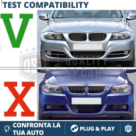 REJILLAS Delanteras para BMW Serie 3 E90 E91 (08-13), Estilo Diamante 3D | Negro Brillante Tuning M