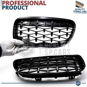 REJILLAS Delanteras para BMW Serie 3 E90 E91 (08-13), Estilo Diamante 3D | Negro Brillante Tuning M