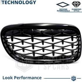 REJILLAS Delanteras para BMW Serie 3 E90 E91 (08-13), Estilo Diamante 3D | Negro Brillante Tuning M