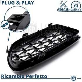 REJILLAS Delanteras para BMW Serie 3 E90 E91 (08-13), Estilo Diamante 3D | Negro Brillante Tuning M