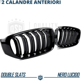 REJILLAS Delanteras para BMW Serie 3 GT F34, Doble Pasillo | Negro Brillante Tuning M