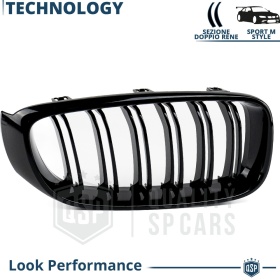 REJILLAS Delanteras para BMW Serie 3 GT F34, Doble Pasillo | Negro Brillante Tuning M