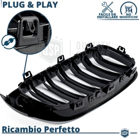 REJILLAS Delanteras para BMW Serie 3 GT F34, Doble Pasillo | Negro Brillante Tuning M