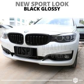 REJILLAS Delanteras para BMW Serie 3 GT F34, Doble Pasillo | Negro Brillante Tuning M